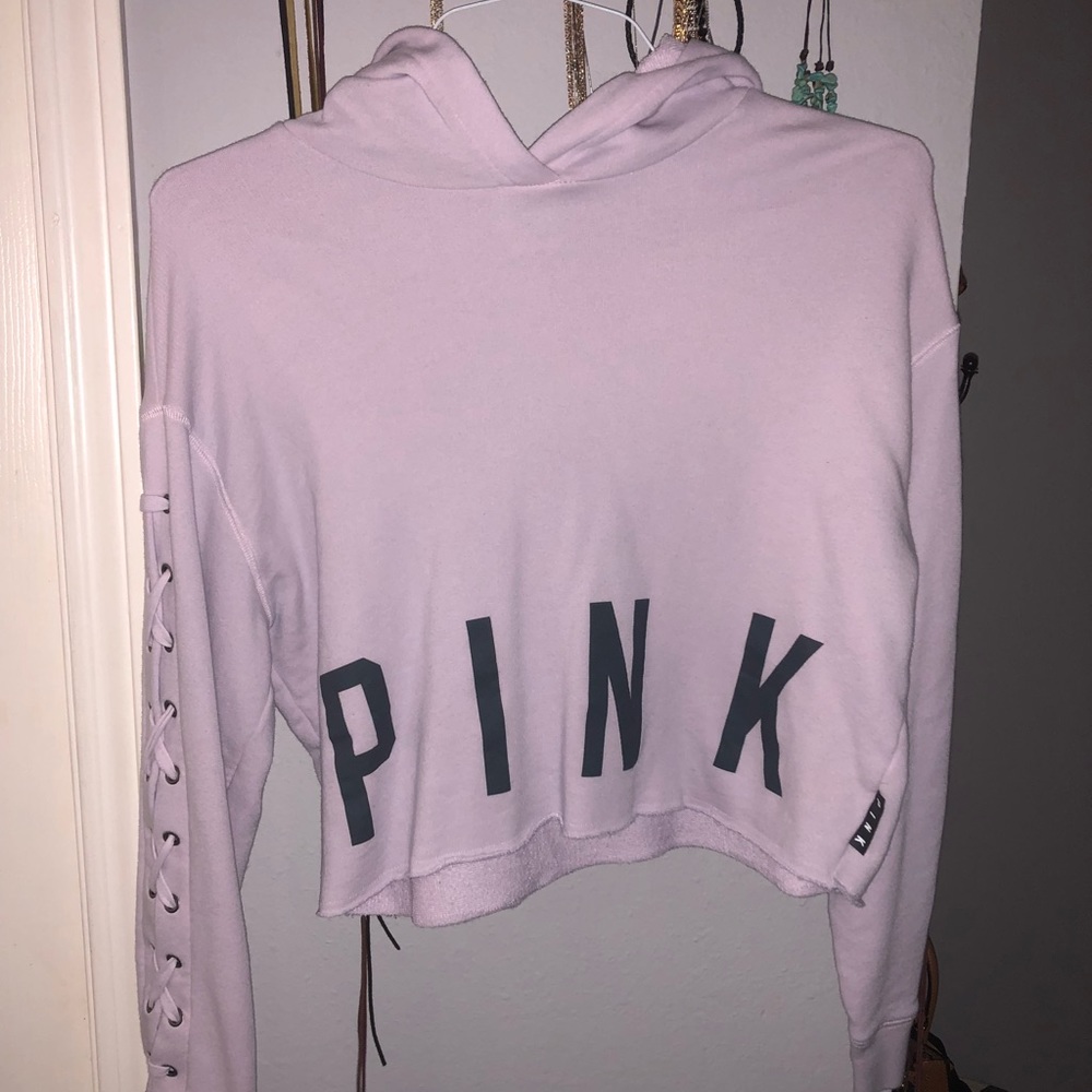 PINK hoodie crop top